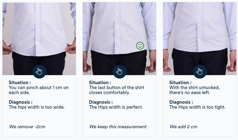 Hips measurement: check ease at the side seams
