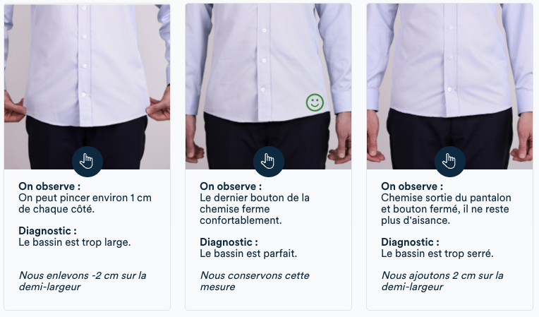 Mesure du bassin au niveau des hanches : vérifier l'aisance au niveau des coutures latérales