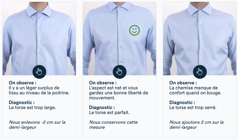 Mesure du torse et de la poitrine : demi-tour de poitrine pour vérifier l'aisance de mouvement