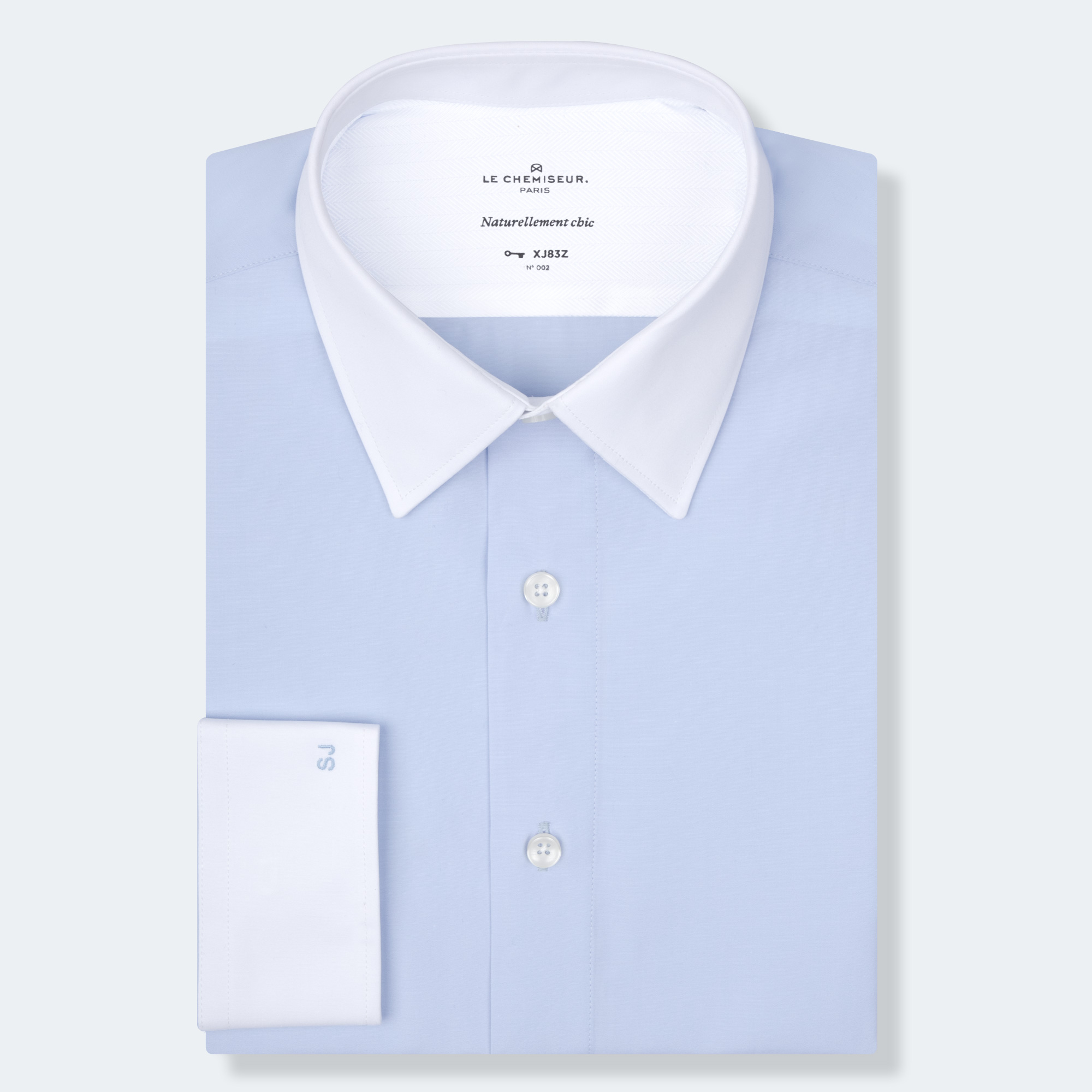 White collar and cuffs shirt, luxury Italian fabric, custom fit