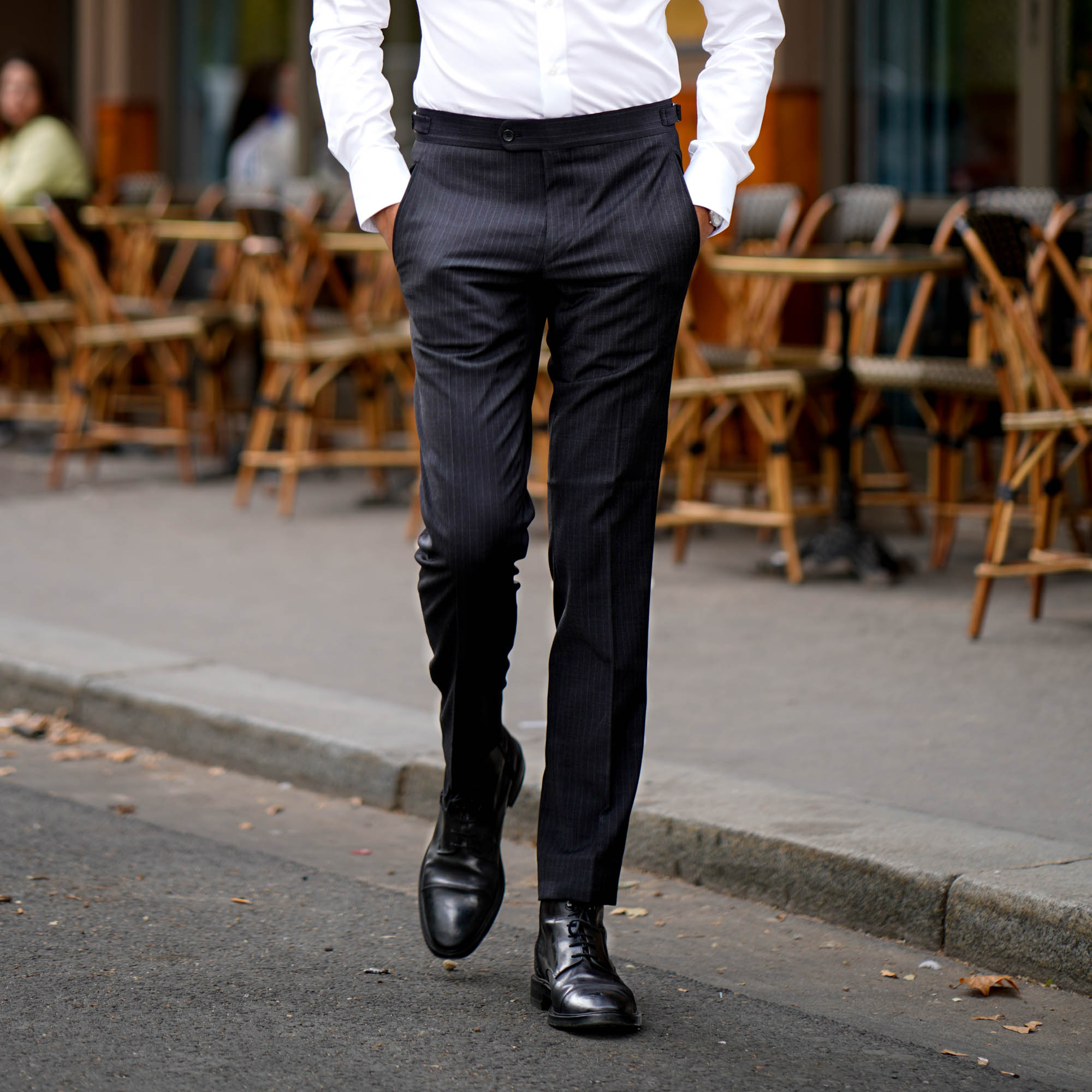 Concitor Pantalon habillé pour homme avec devant plat, couleur